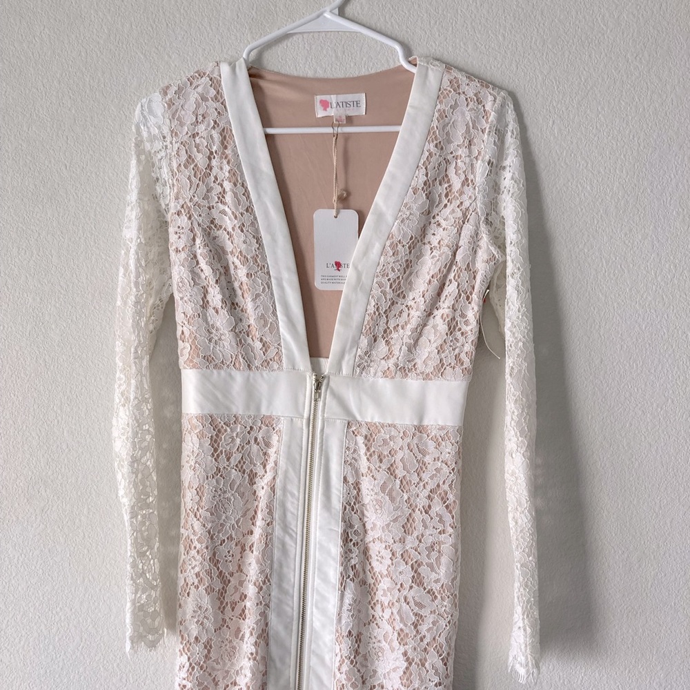 Brand new Nordstrom short wedding dress / bachelorette dress nude white lace